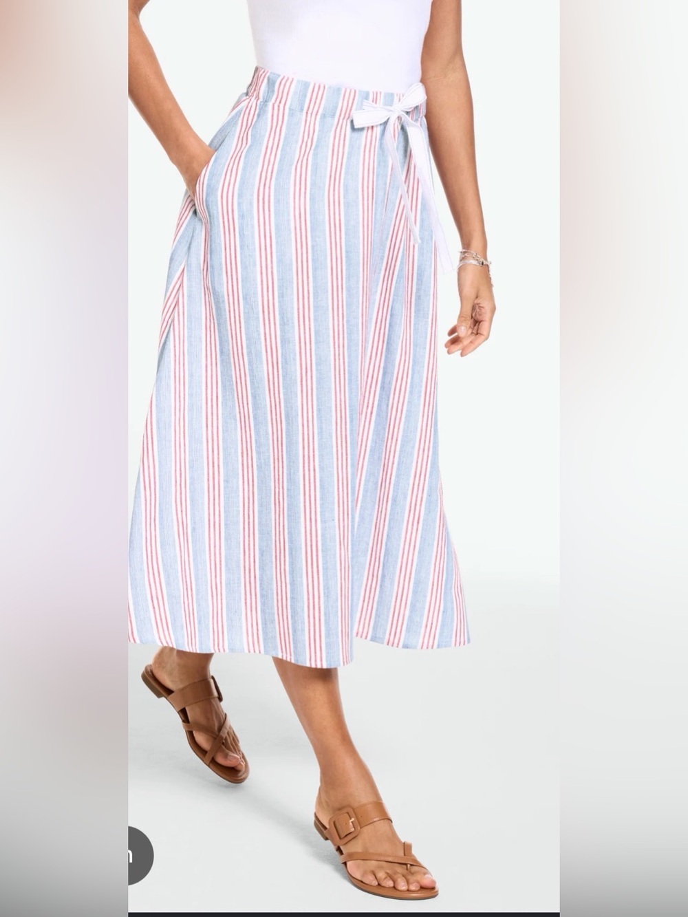 Striped Blue and Pink Midi Skirt